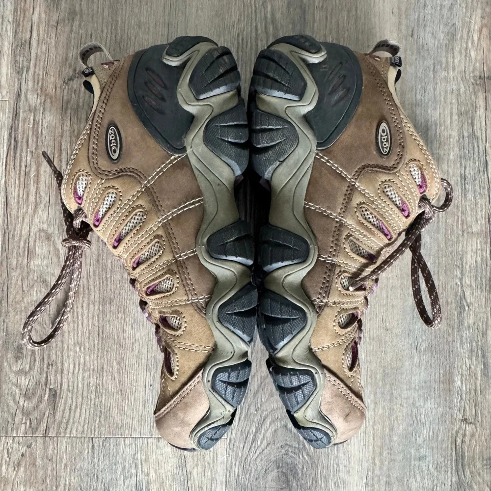 Oboz Sawtooth II Low B-DRY Waterproof Hiking Shoes Brown Purple Womens 8.5